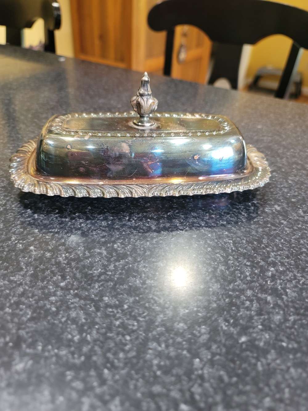 S&W Silverplate Butter Dish with Glass Insert, Rope Edge Pattern Vintage